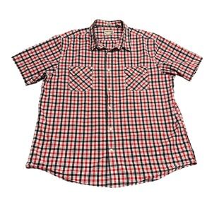 Chaps Denim Men's XXL Red Black White Plaid Short Sleeve Button Up Shirt Custom
